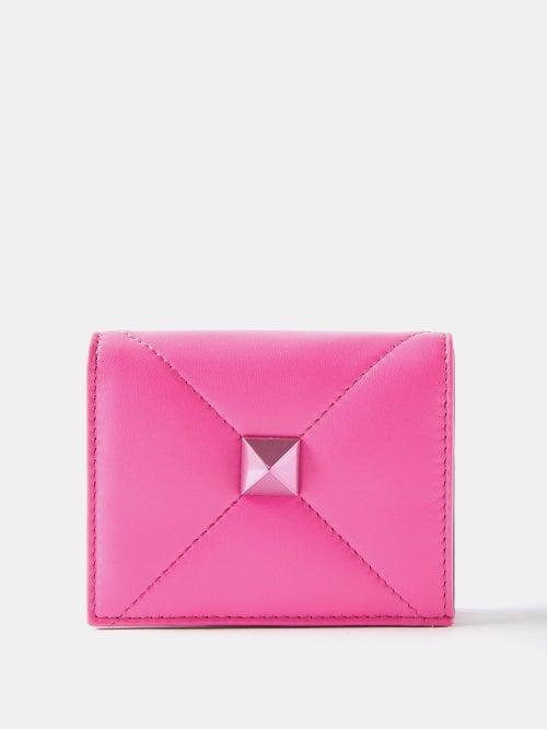 Valentino Garavani - Roman Stud Leather Wallet - Womens - Fuchsia