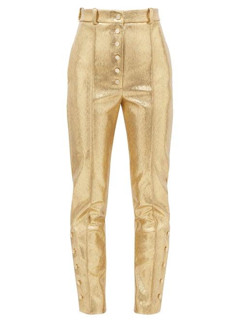 Matchesfashion.com Hillier Bartley - High-rise Snake-effect Lam Trousers - Womens - Gold