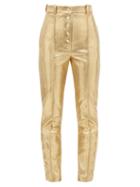 Matchesfashion.com Hillier Bartley - High-rise Snake-effect Lam Trousers - Womens - Gold