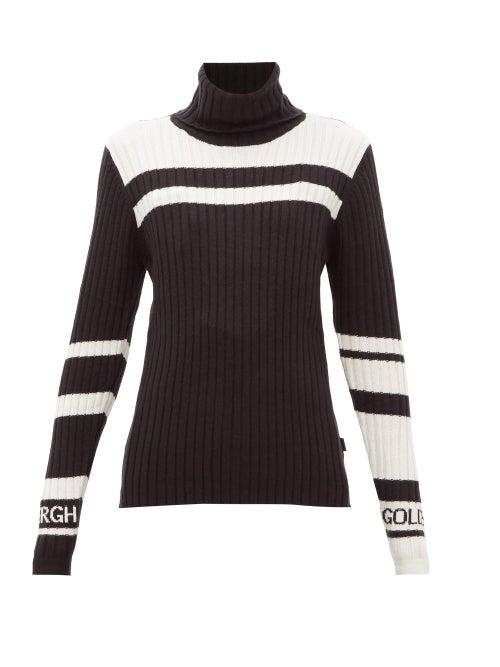Matchesfashion.com Goldbergh - Katha Striped Roll Neck Sweater - Womens - Black