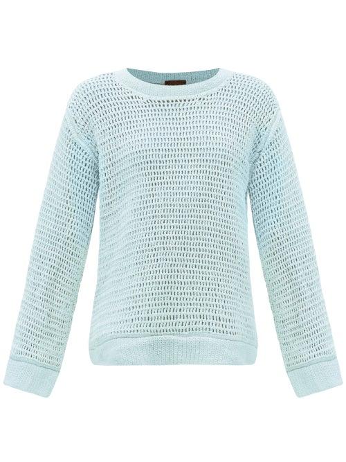 Albus Lumen - Oversized Cotton-crochet Sweater - Womens - Blue