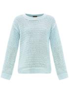 Albus Lumen - Oversized Cotton-crochet Sweater - Womens - Blue