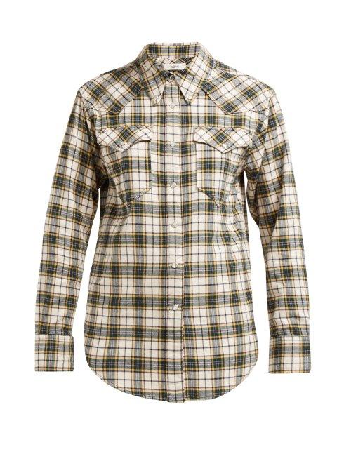 Matchesfashion.com Isabel Marant Toile - Divana Western Check Cotton Shirt - Womens - Yellow Multi