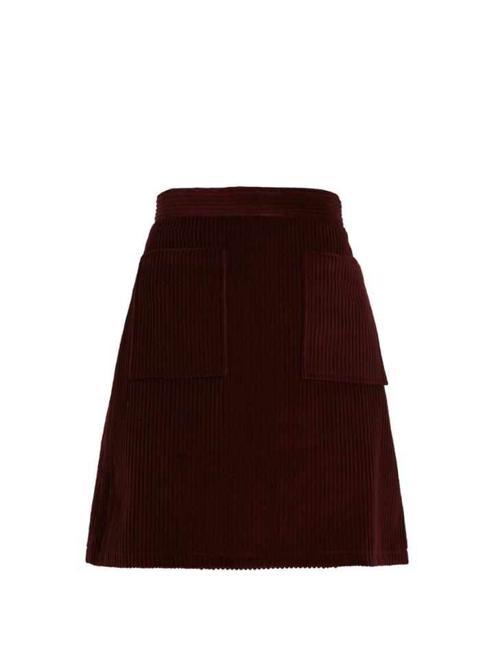 A.p.c. Solene Patch-pocket Cotton-corduroy Skirt