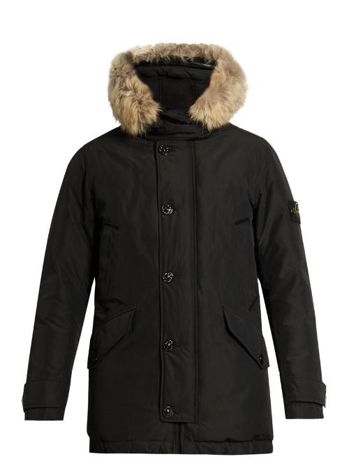 Stone Island David-tc Fur-trimmed Down-padded Parka