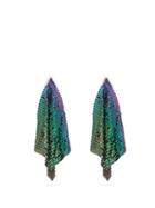 Matchesfashion.com Christopher Kane - Iridescent Chainmail Drop Earrings - Womens - Purple Multi