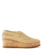 Gabriela Hearst - Harold Raffia And Cork Wedge Brogues - Womens - Beige