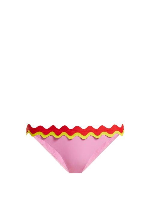 Matchesfashion.com Rye - Giggles Scallop Edged Bikini Briefs - Womens - Pink Multi