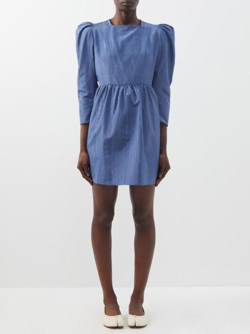 Batsheva - Prairie Moir Mini Dress - Womens - Blue