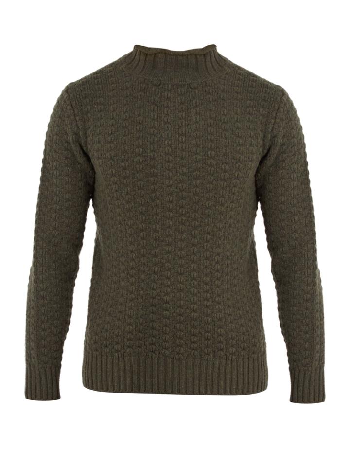 Inis Meáin High-neck Moss-knit Wool Sweater