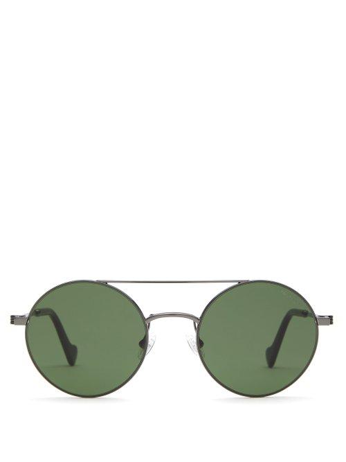 Matchesfashion.com Moncler - Round Frame Metal Sunglasses - Mens - Grey