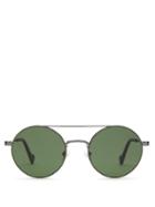 Matchesfashion.com Moncler - Round Frame Metal Sunglasses - Mens - Grey
