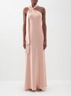 Galvan - Ushuaia Halterneck Satin Gown - Womens - Light Pink