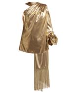 Matchesfashion.com Hillier Bartley - One Shoulder Fringed Scarf Top - Womens - Gold