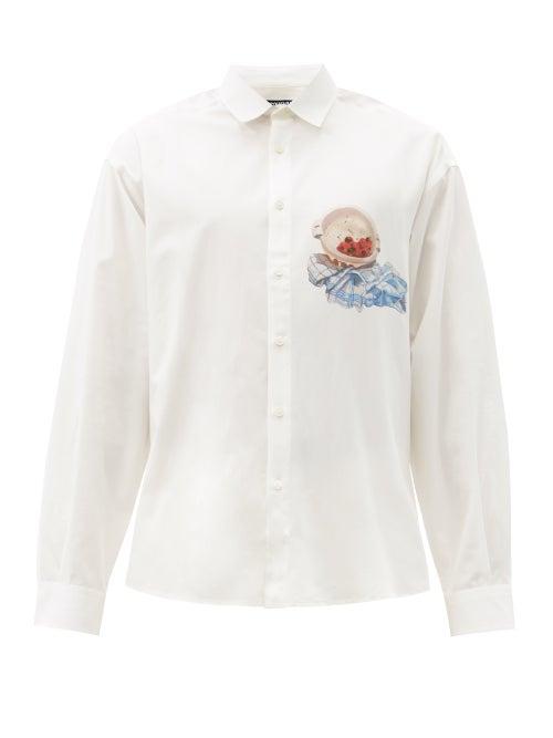 Matchesfashion.com Jacquemus - Henri Cherry-print Organic-cotton Shirt - Mens - White
