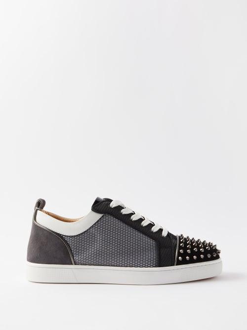 Christian Louboutin - Louis Junior Spike-embellished Suede Trainers - Mens - Black White