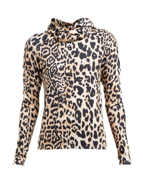 Matchesfashion.com Paco Rabanne - Leopard Print Stretch Jersey Hooded Top - Womens - Leopard