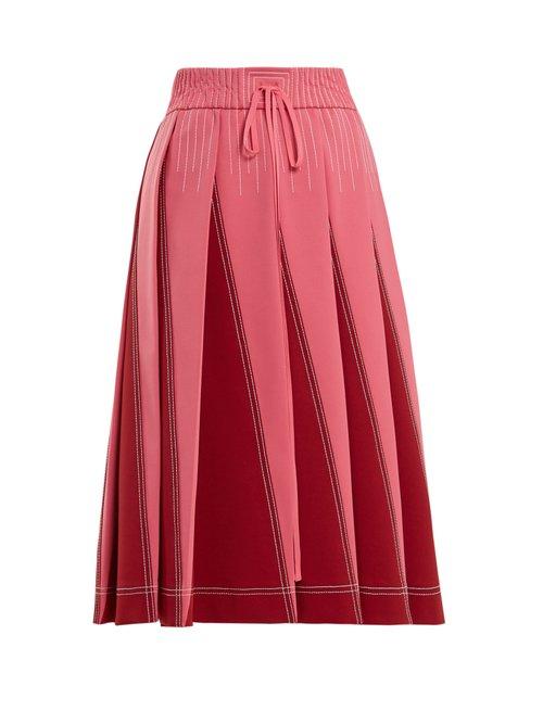 Matchesfashion.com Valentino - A Line Pleated Jersey Skirt - Womens - Pink