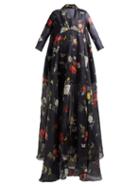 Matchesfashion.com Biyan - Genesis Floral And Fauna Print Silk Organza Gown - Womens - Black Multi