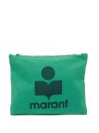 Isabel Marant - Nettia Logo-flocked Canvas Pouch - Womens - Green