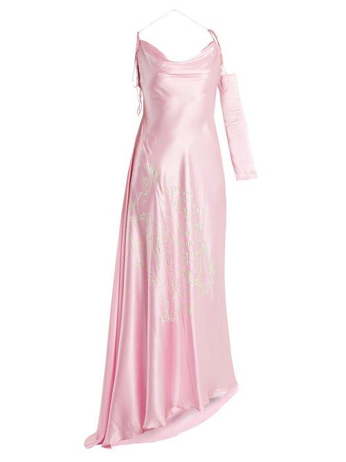 Matchesfashion.com Art School - Acid Jazz Asymmetric Silk Dress - Womens - Light Pink