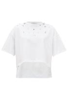 Matchesfashion.com Christopher Kane - Step Hem Crystal Embellished Cotton T Shirt - Womens - White