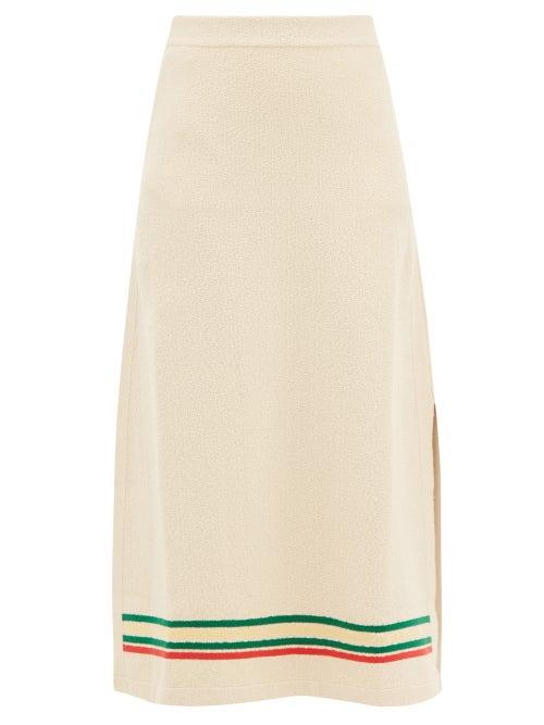 Jil Sander - Striped Cotton-blend Midi Skirt - Womens - Cream Multi