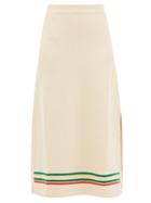 Jil Sander - Striped Cotton-blend Midi Skirt - Womens - Cream Multi