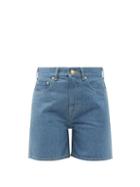 Ladies Rtw Tu Es Mon Tresor - The Coral High-rise Organic-cotton Denim Shorts - Womens - Mid Blue