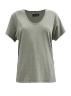 Les Tien - Scoop-neck Cotton-jersey T-shirt - Womens - Mid Grey