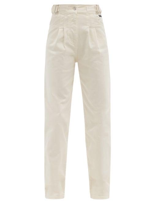 Matchesfashion.com Msgm - Adjustable-waist Pleated Tapered-leg Jeans - Womens - Ivory
