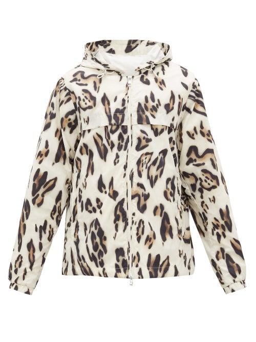 Matchesfashion.com 2 Moncler 1952 - Leopard-print Hooded Windbreaker Jacket - Mens - Black White