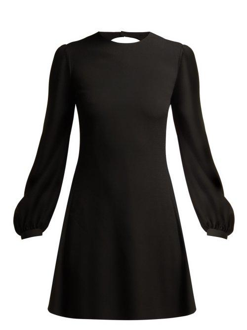 Matchesfashion.com Saint Laurent - Open Back Fluted Crepe Mini Dress - Womens - Black