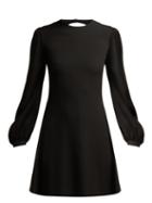 Matchesfashion.com Saint Laurent - Open Back Fluted Crepe Mini Dress - Womens - Black