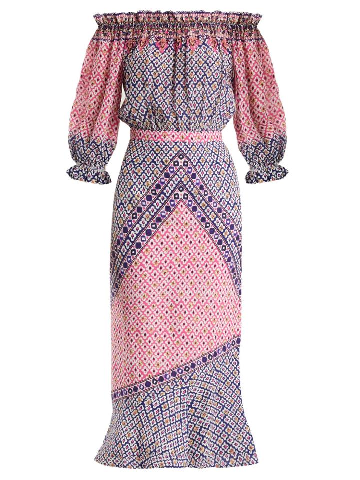 Saloni Grace Paisley-print Silk Crepe De Chine Dress