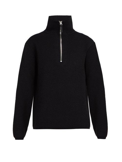 Matchesfashion.com Acne Studios - Half Zip Wool Blend Sweater - Mens - Black