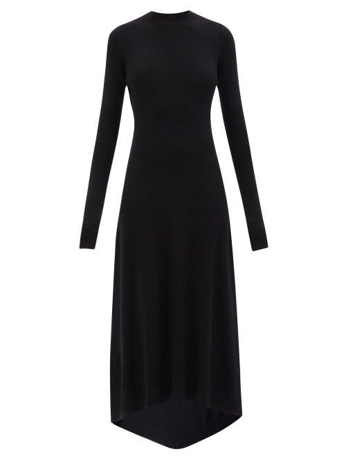 Raey - Recycled-cashmere Blend Ribbed Fishtail Dress - Womens - Black