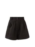 Matchesfashion.com Aje - Unlace High-rise Linen-blend Shorts - Womens - Black