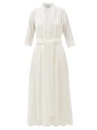 Matchesfashion.com Luisa Beccaria - Velvet Wrap Dress - Womens - White