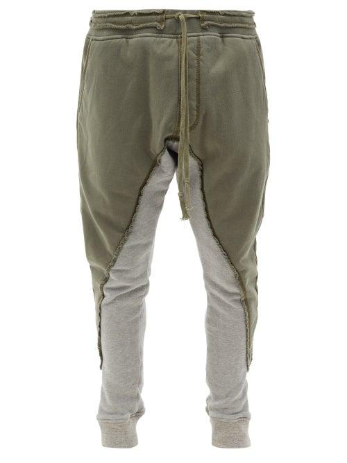 Matchesfashion.com Greg Lauren - 50/50 Recycled Cotton-jersey Tapered Track Pants - Mens - Green Multi