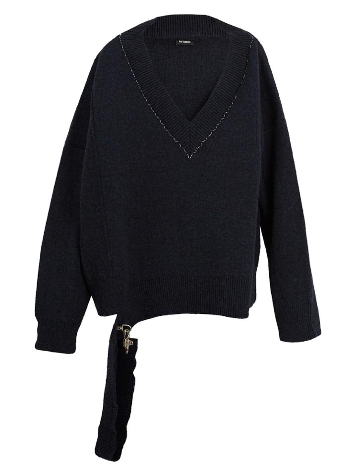 Raf Simons Contrast-stitch Oversized Wool Sweater