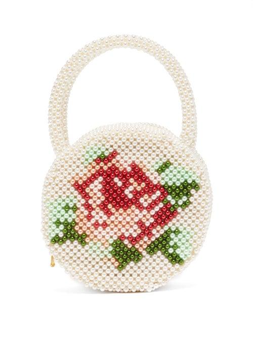 Matchesfashion.com Shrimps - Rosa Round Faux Pearl Bag - Womens - White Multi