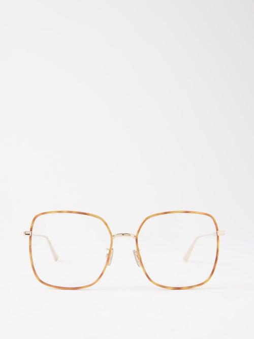 Dior - Gemdioro Oversized Square Metal Glasses - Womens - Gold Multi