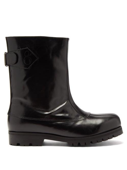 Stefan Cooke - Mid-height Leather Biker Boots - Mens - Black