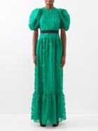 Erdem - Cybill Floral-embroidered Silk Gown - Womens - Green