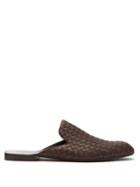 Matchesfashion.com Bottega Veneta - Intrecciato Leather Slipper Shoes - Mens - Brown