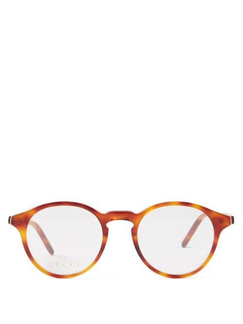 Gucci - Round Acetate Glasses - Womens - Brown Multi
