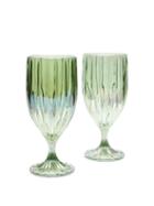 Matchesfashion.com Luisa Beccaria - Set Of Two Iridescent Fluted Water Glasses - Green