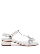 Matchesfashion.com Roger Vivier - Vicky Viv Crystal-buckle Metallic-leather Sandals - Womens - Silver