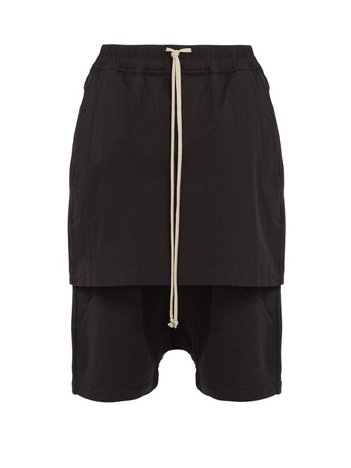 Rick Owens Drkshdw Kilt Pods Contrast-panel Cotton-blend Shorts